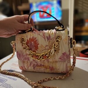 Aldo Slightly Used Multicolored Floral Chain Strap Handbag 7"H 8"L 3"W